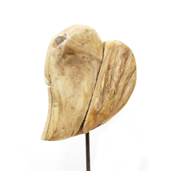 Serce z drewna tekowego na podstawie 45cm